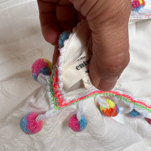 Entro white pom pom low back sleeveless coverup dress SIZE L - Picture 4 of 6